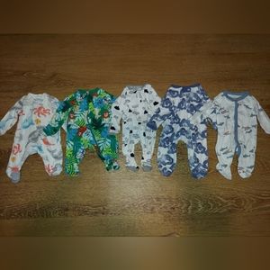Newborn footie pajamas 5 pairs